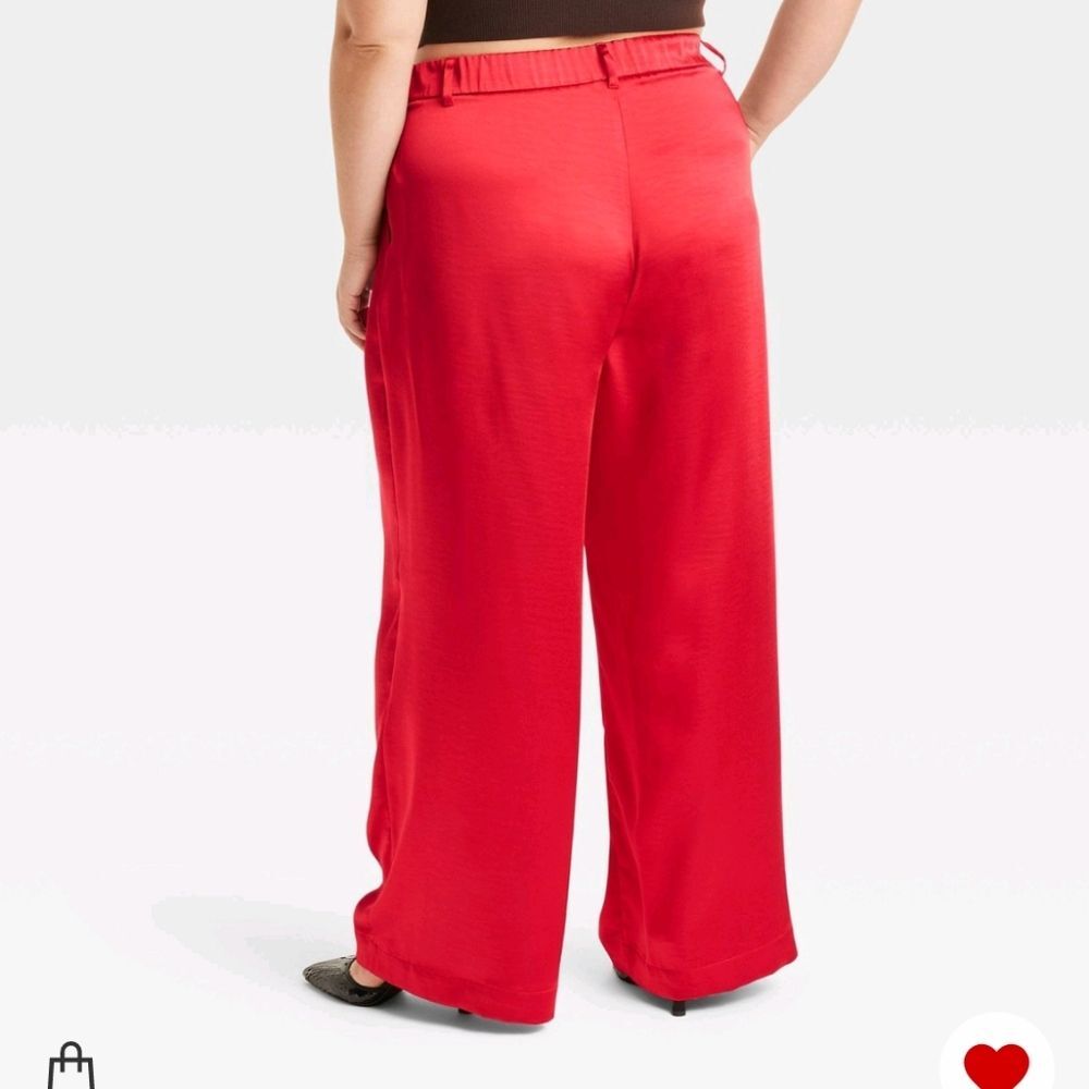 🆕️ A New Day NWT 26 Red High-Rise Wide Leg Satin Pants Party - Picture 7 of 15